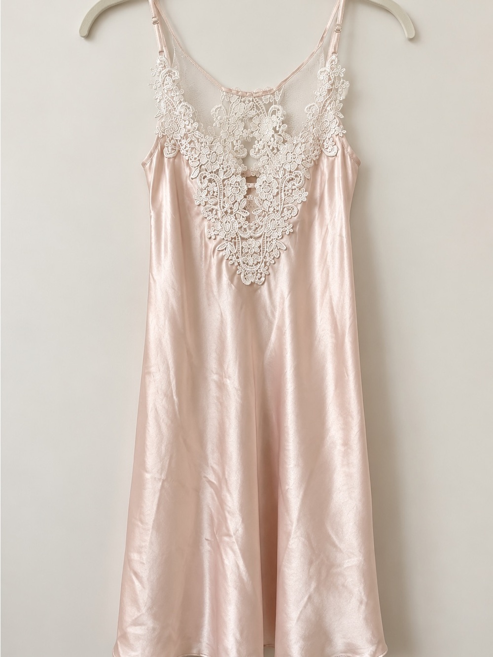 Linea Donatella Blush Satin Lace Slip Nightgown Size S